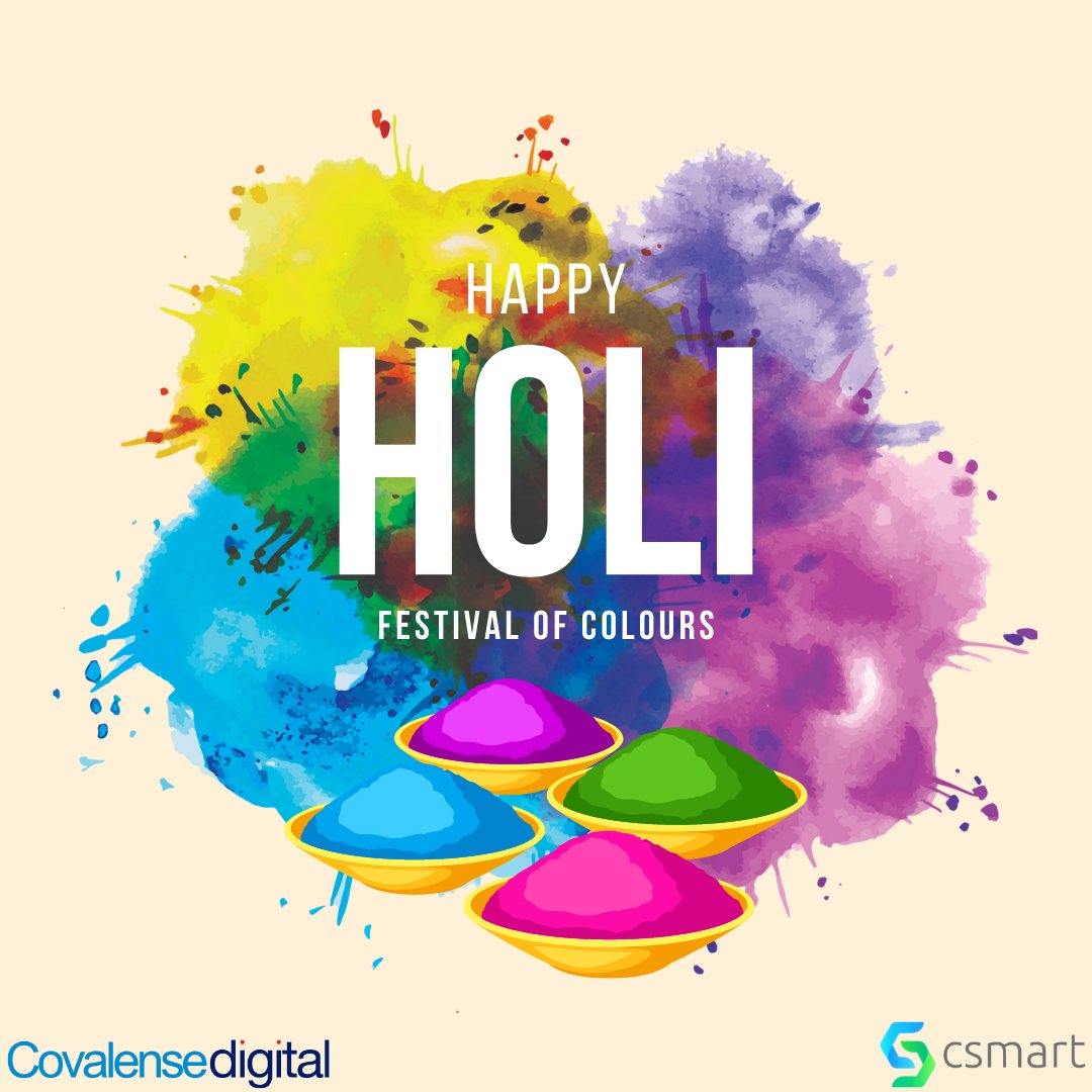 CsmartSol's tweet photo. Colors can turn frowns into smiles 😊🌈 
Time to celebrate the festival of colors 🙌🎨 
@Covalensedigi wishes everyone a safe and responsible Holi 💧🌎 https://t.co/tcoQMmVofs