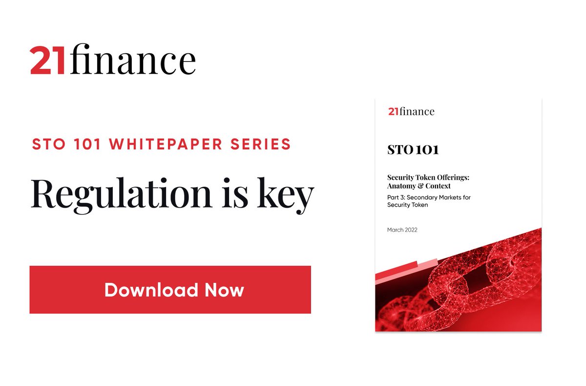 Regulation is the key - this was one of the findings of our whitepaper on Security Token secondary markets. Download whitepaper here: bit.ly/3IjMHn5 Register for the STO live session on March 30th 10 am: bit.ly/3u5Glmp

#sto101 #securitytoken #digitalassets