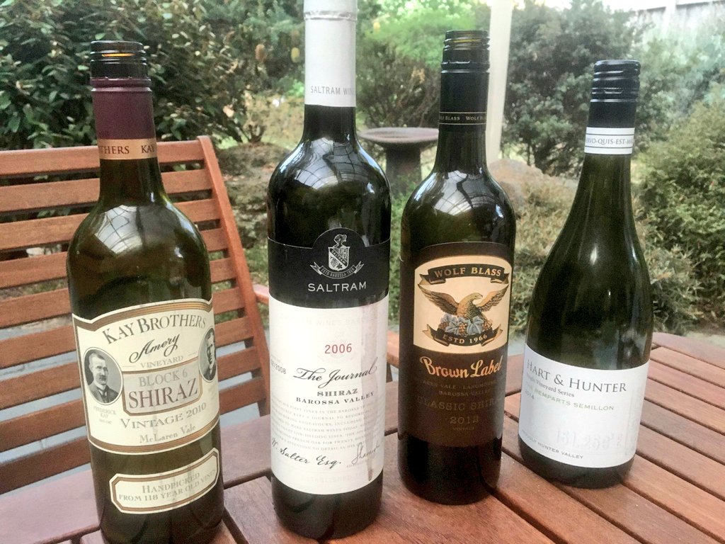 AustWineTasting's tweet photo. Nice weekend line up #drinkthegoodstuff 🍷🍷🍷🍷🍷Brett

Kay Brothers McLaren Vale Blick 6 Shiraz 2010
Saltram Barossa The Journal Shiraz 2006
Wolf Blass Brown Label Shiraz 2012
Hart @ Hunter The Remparts Semillon 2014

@kay_bros @saltramwines @wolfblasswines @HartandHunter https://t.co/r1Thx081os