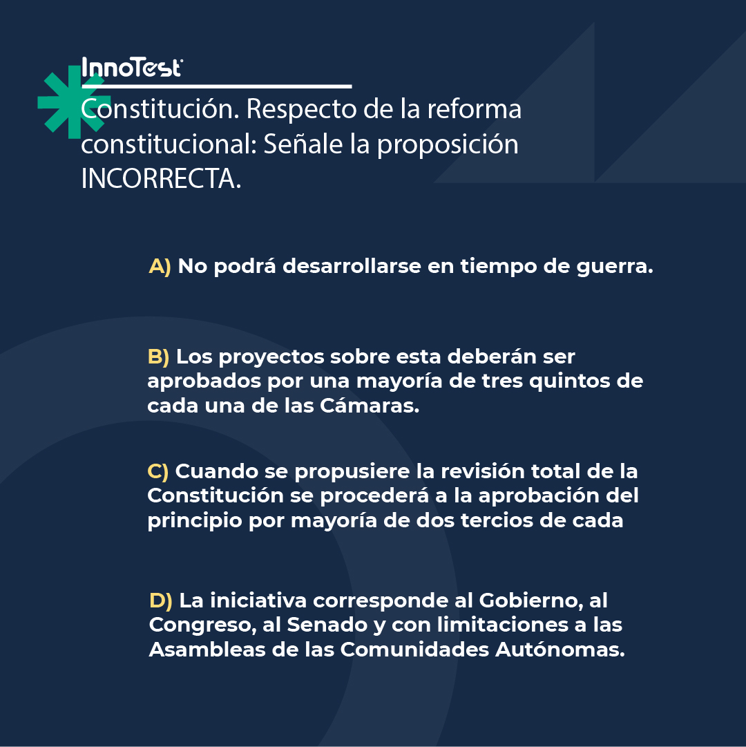 InnoTestES's tweet photo. ¿Pensabas terminar la semana sin contestar a nuestra #InnoPregunta del día? 🤨
Vamos con una sobre la Constitución Española de 1978. ¿Te atreves con ella?
#InnoTestCE #Oposiciones https://t.co/CLZb2cxK29