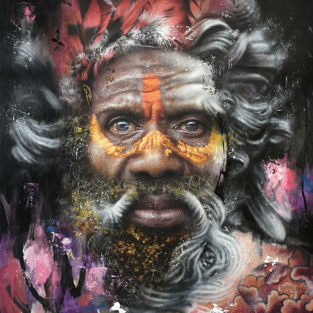 A recent smaller painting called 'Cronos', oil on wood panel. There was a print release of this which went within a few hours. Big thanks to all the lovely people that got one.
Free West Papua. #dalegrimshaw #art #wellhunggallery #freewestpapua #oilpaint