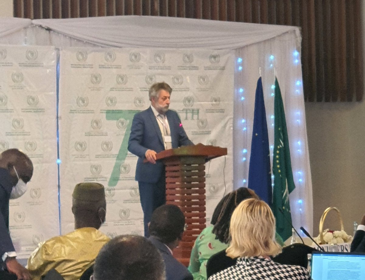 Dr. Benard Rey - representing European Union, notes the 60 years of partnership with @au_ibar, & emphasises the need for coordinated action towards fight of #PPR eradication. 

#AUIBAR70 
#AnimalResources 
@KoinangeJeff 
@doraakolo