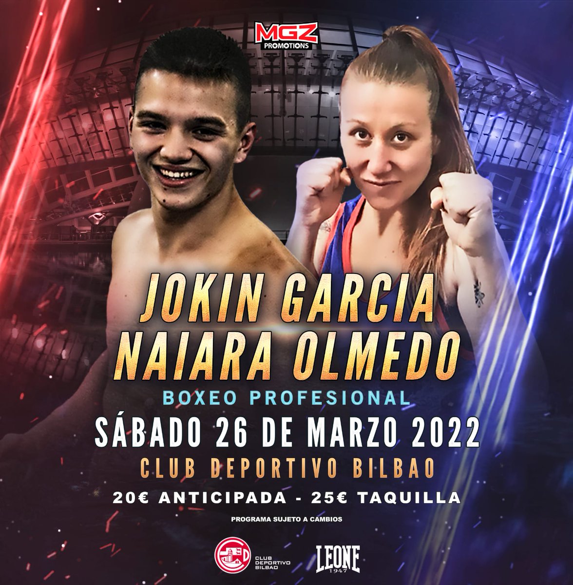 ➡️➡️ ¡El boxeo vuelve al 'Depor'! ⬅️⬅️
🥊 Programamos una espectacular velada el próximo sábado 2️⃣6️⃣ de marzo con combates tan interesantes como los de Jokin García o Naiara Olmedo.
🎫 Las entradas se pueden adquirir a 20 euros (anticipada) y 25 en la taquilla.