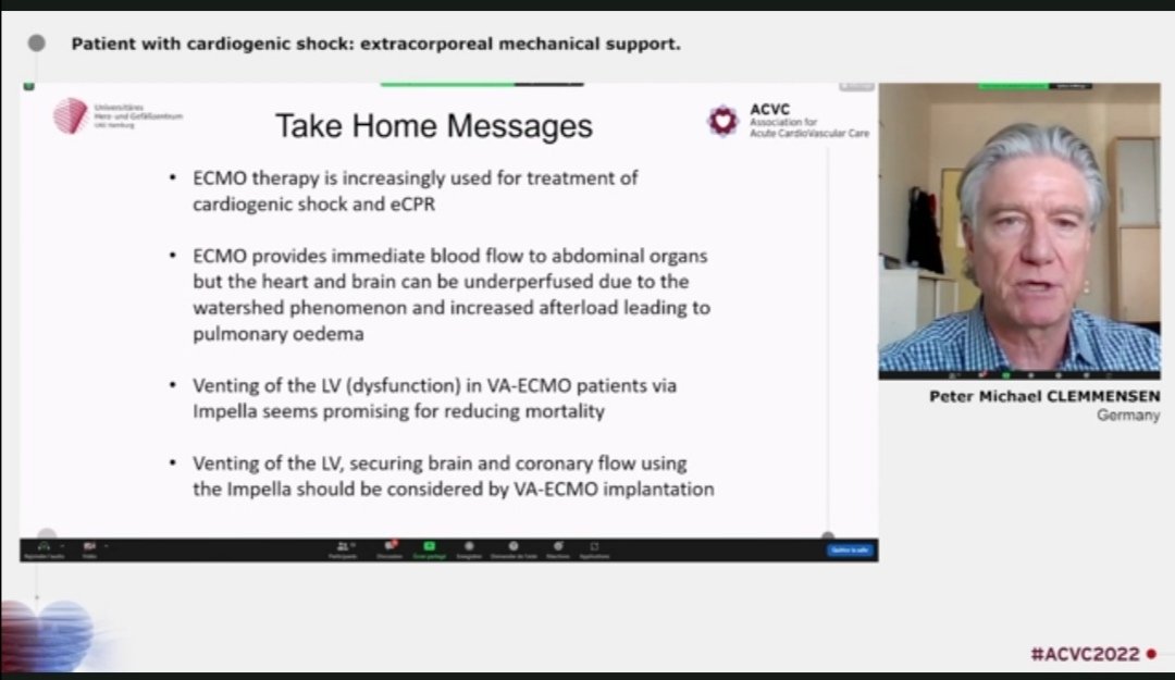 Live in the box - patient with cardiogenic shock: Extracorporeal mechanical support by @docclemme Session moderated by @ingo_ahrens #ACVC2022