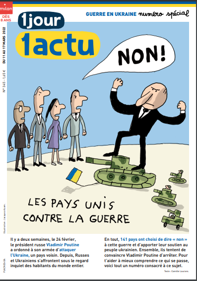 1jour 1actu, l'hebdomadaire sur l'actualité qui facilite la compréhension et la mémorisation pour les 10-15 
Un journal rédigé par des journalistes spécialisés en presse jeunesse. info-presse.fr