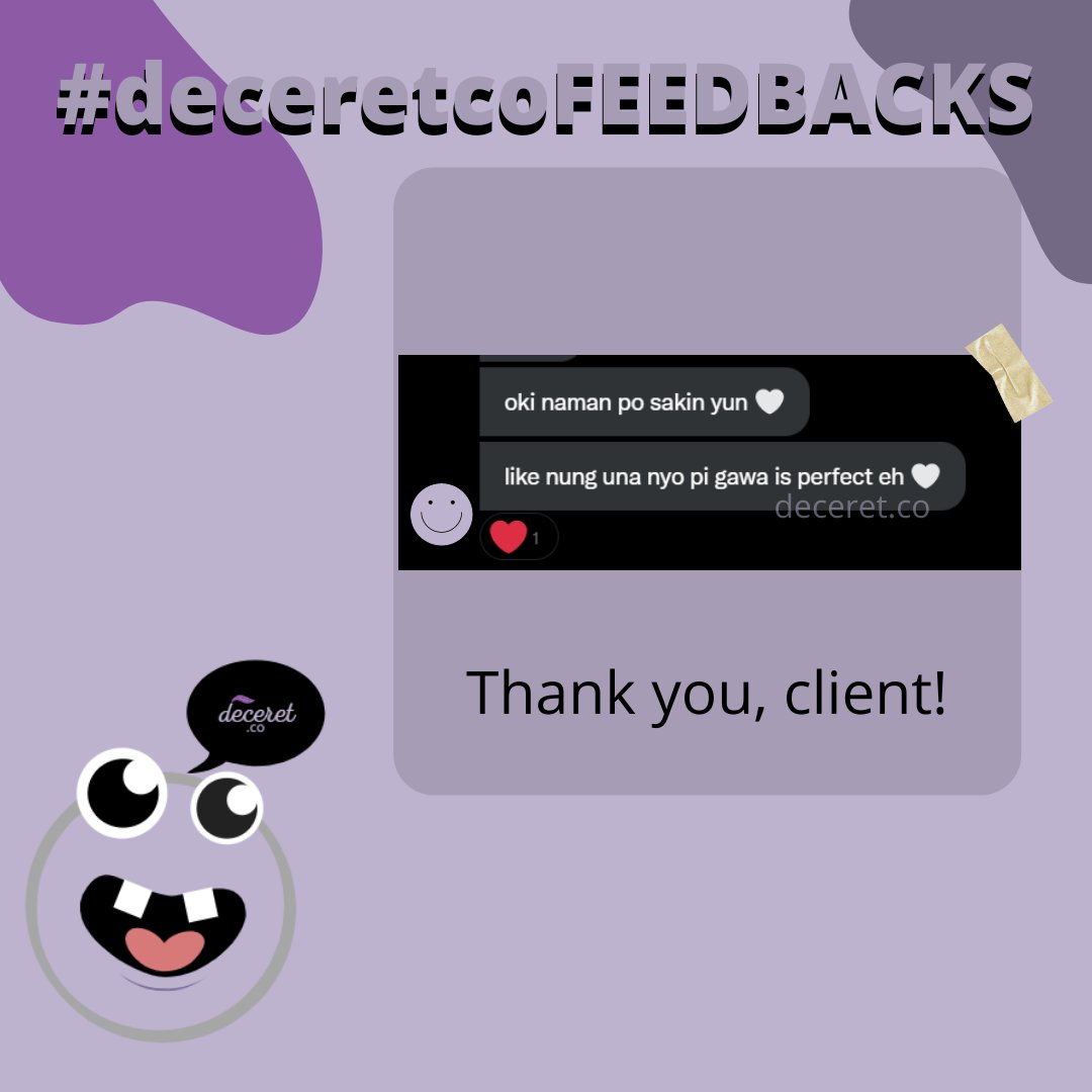 deceretco's tweet photo. Type of Commission: AON Diagram

lf: essay, infographics, ppt, analysis, movie review, feedback paper, reflection paper, journal, module task, transcribe, poster, customize desktop wp, pamphlet, summarize, flyers, reaction paper.
#deceretcoFEEDBACKS
#deceretcoPROOFS https://t.co/7vhlzcfkBo