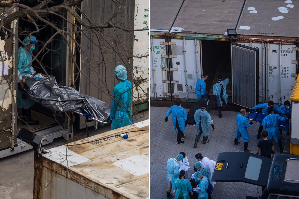 nypost's tweet photo. Hong Kong storing bodies in shipping containers amid Omicron surge: photos https://t.co/W98pGlDVyx https://t.co/5mV9fFw92D