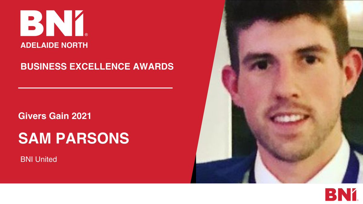 Congratulations to Sam Parsons from BNI United, for winning the #GiversGain award for BNI Adelaide North in 2021!  #BNIAwardsSA