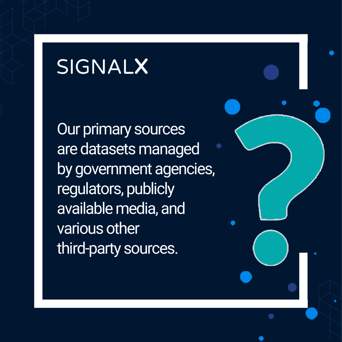 Getting your data sources right is instrumental in running an effective Due Diligence exercise. Here's how we go about it at SignalX!

Click to know more signalx.ai

#EnhancedDD #AI #signalxai