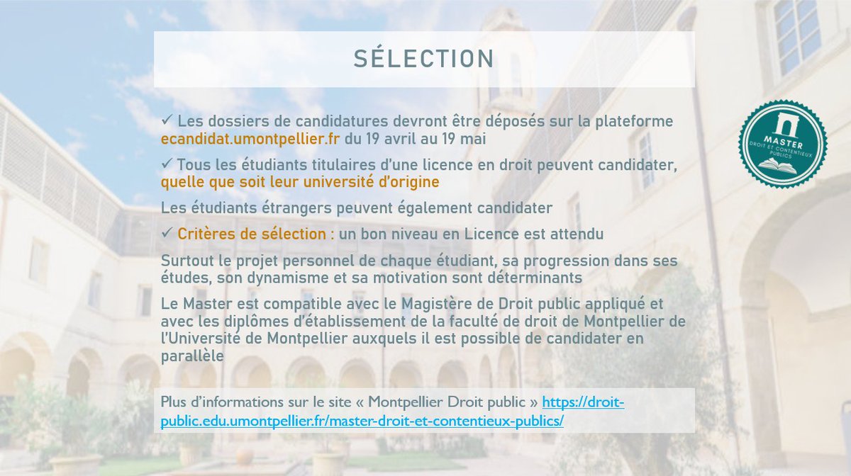 fanny_tarlet's tweet photo. Etudiants intéressés par le Master DCP, venez nous rencontrer à la réunion de présentation organisée le 5 avril prochain à 11h sur Zoom : https://t.co/N8JHj7ipX7 
Cette réunion est destinée à tous, quelle que soit votre université d'origine. 
@PascaleIdoux @Faculte_DSP_UM 
RT svp https://t.co/GLFrMR3mqA