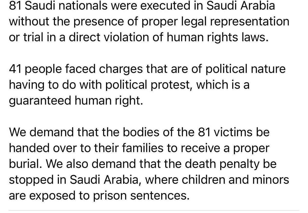 abojana_77's tweet photo. #Saudi_Executions
#jeddah_Demolition @oac @BernieSanders @IlhanMN @LastWeekTonight @FareedZakaria @ESOHumanRights
Please stand with the Saudi people.
I look forward to ur staunch support for the 81 Saudi citizens who were executed for politician reasons by the Saudi regime https://t.co/enwdkJ8gsP
