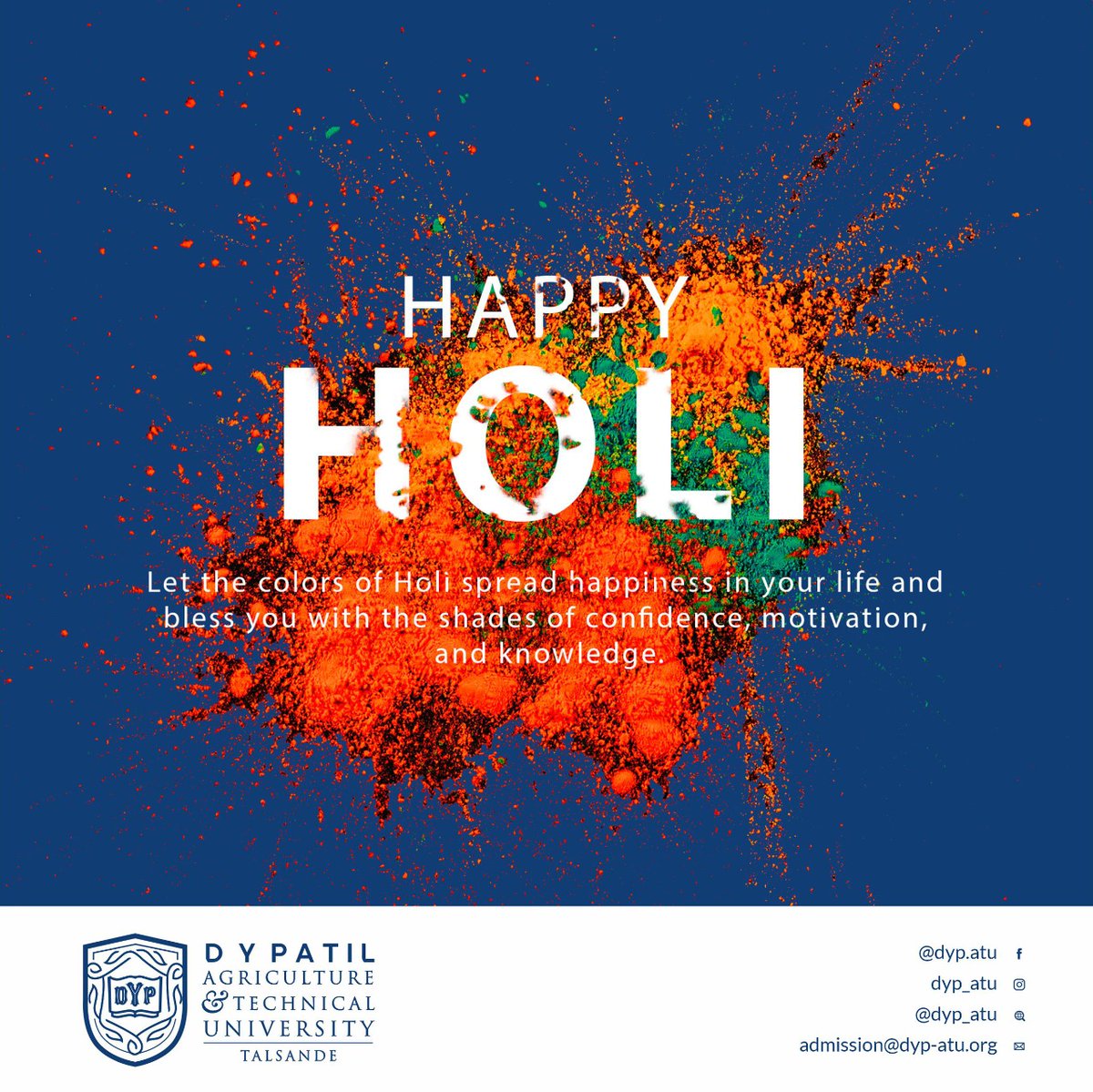 May your life be as vibrant and colorful as the festival itself. Wishing you all a happy, joyful and safe Holi.

#DYP_ATU #dypkolhapur #holi #holi2022 #Kolhapur #dyp
