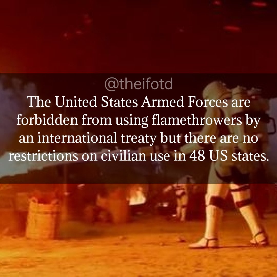 theifotd's tweet photo. #flamethrower #fire #weapon #deadly #armedforces #usa #civilian #military #madness #strangebuttrue #ifotd #interesting #fact #learnsomethingneweveryday #learnsomethingnew #todayilearned #goodmorning #morning #daily #facts https://t.co/fPoFFE37TP
