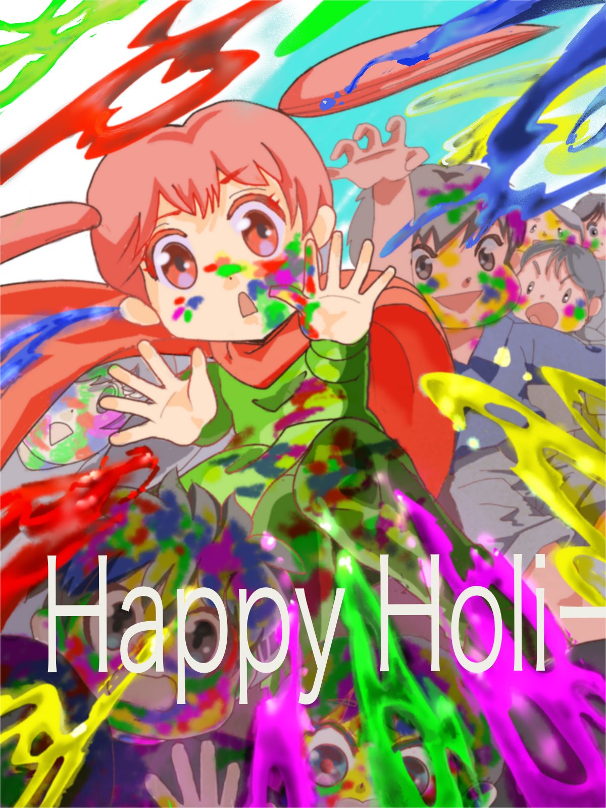 ちっとらかぁ 今日はー インドの色粉や色水をかけあうお祭り ホーリー Holi です ホーリーのイラスト描きました イラスト好きな人と繋がりたい 絵描きさんと繋がりたい Holi Holi T Co Ycacdbgtwr Twitter