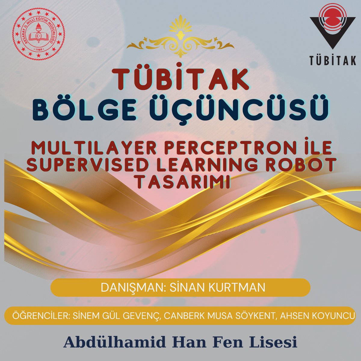 🥇🥇🥉
Dokuz projeyle katıldığımız Tübitak 2204-A Lise Öğrencileri Araştırma Projeleri Yarışmaları Kayseri Bölge Finalinde öğrencilerimiz iki altın,bir de bronz madalya kazandılar.

Aksaray’ı başarıyla temsil eden öğrenci, öğretmen ve okullarımızı tebrik ediyoruz.
<a href="/tcmeb/">Millî Eğitim Bakanlığı</a> @hmzaydg