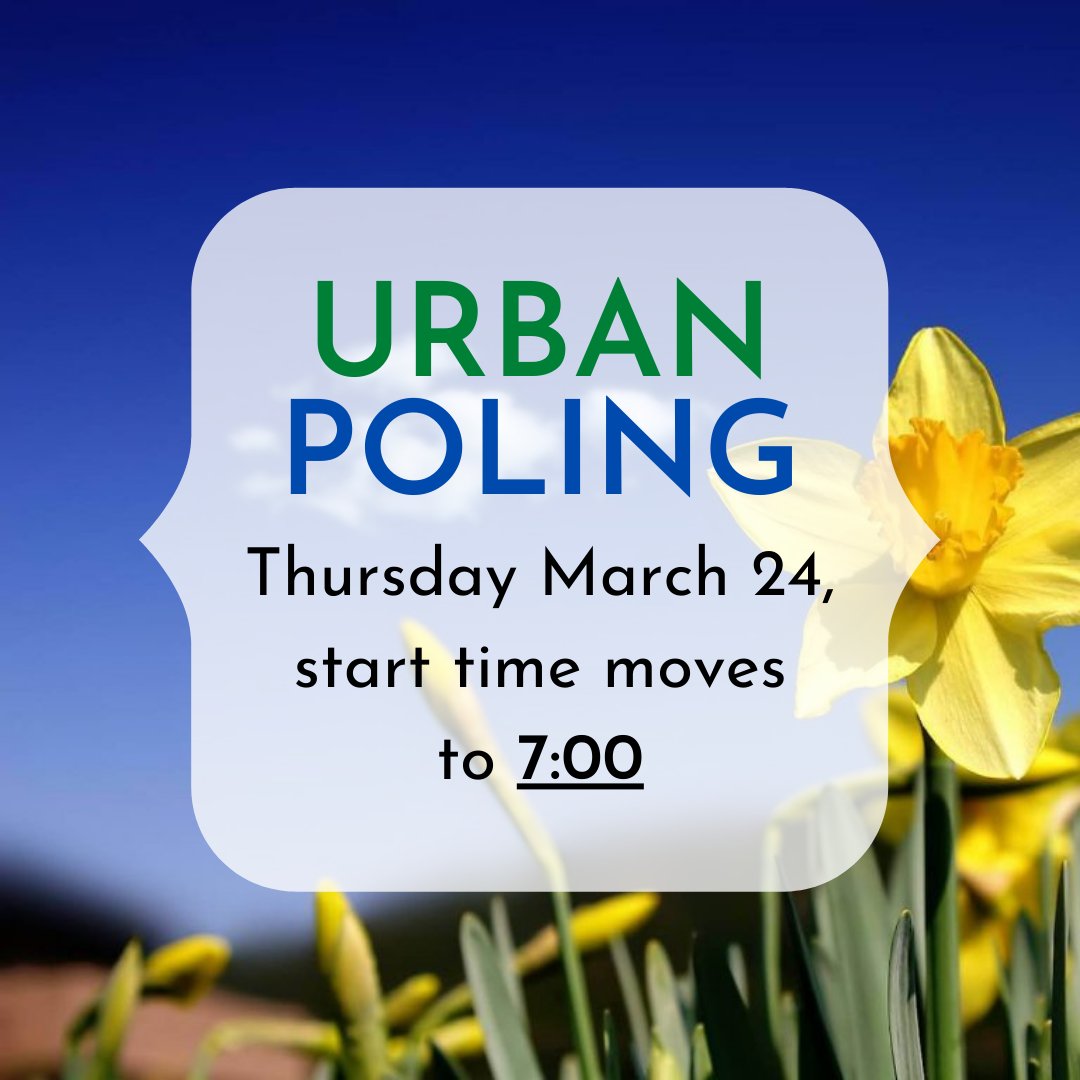 Forest Terrace Heights--the days are getting longer (finally!), and so we are moving the start time of Urban Poling on Thursdays back to 7pm.

For more info about urban poling with FTHCL, contact Sonya at sonya.forestterrace.org or call/text 780-720-7034.

#fthcl #yeg