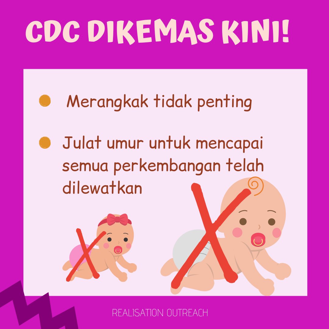 RealisationO's tweet photo. Dalam CDC, perkembangan yang penting untuk kanak-kanak seperti merangkak telah dikecualikan dalam garis panduan pencapaian perkembangan kanak-kanak.

MERANGKAK merupakan salah satu perkembangan yang PENTING untuk kanak-kanak. https://t.co/lbC7AJ4fAj