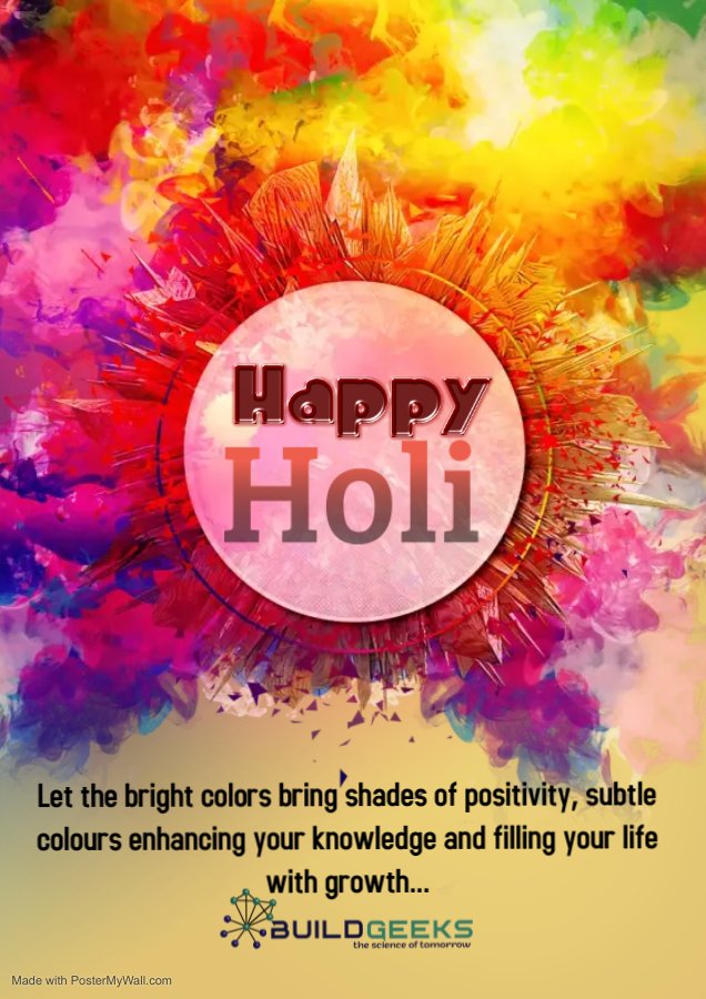 buildgeeks2020's tweet photo. Let the colors fill our hearts with determination, compassion and make us achieve the desires.

Spread happiness...

#holi #festival #celebrations #colors #happiness #trending https://t.co/3SHOhm761o