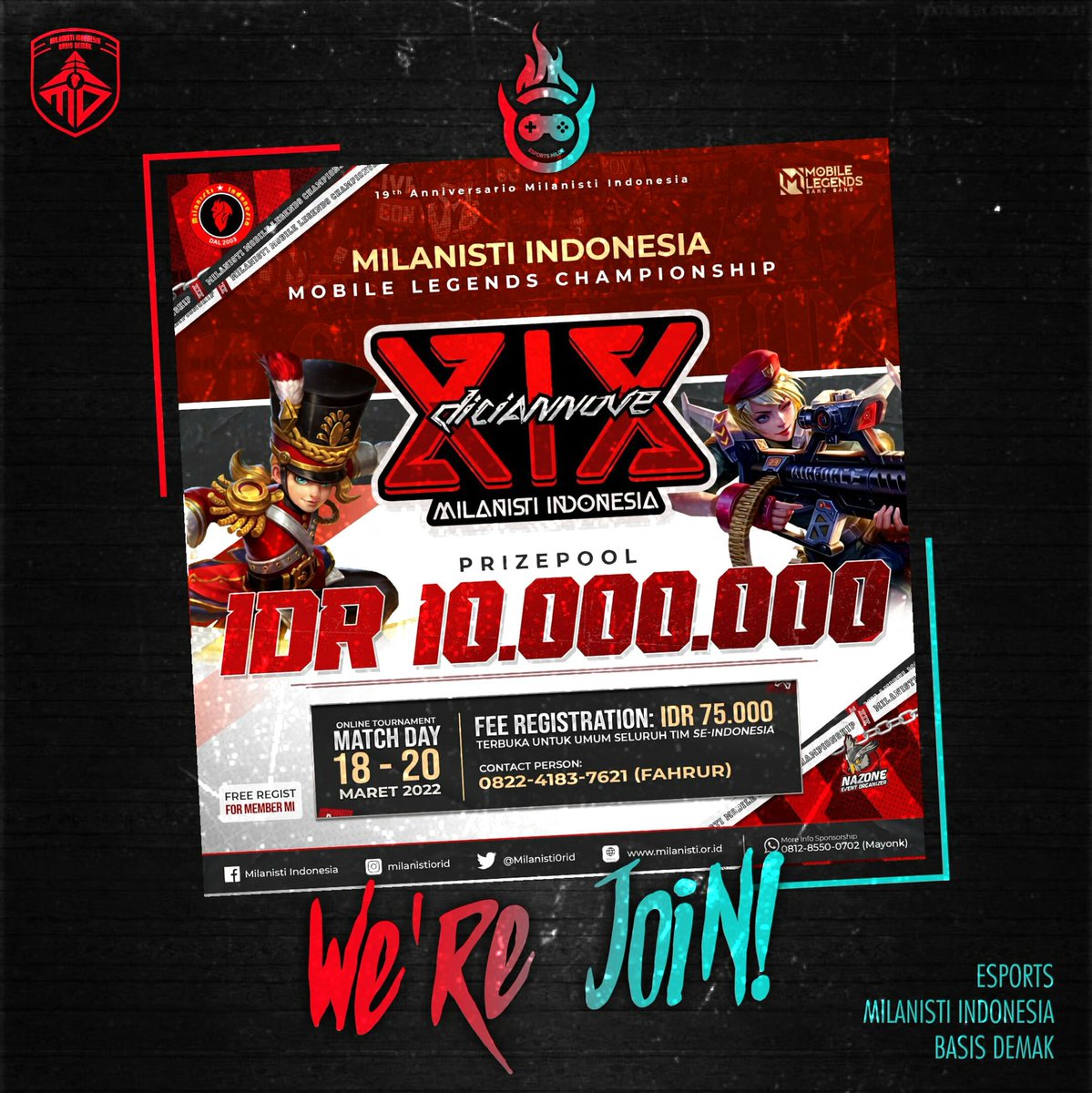 misezdemak100's tweet photo. Kami ikut dalam event anniv @MilanistiOrId yang ke-19 di Mobile Legend Tournament. Menang kalah itu cuma hasil, yang penting bisa silaturahmi dan ikut berpartisipasi. 😎
🔴⚫
#WeAreDasiman #MilanistiDemak #milanistiindonesia #MLBB #mobilelegends
#KitaMilanisti🇮🇩 #AnnivMI19 https://t.co/wo5B4JNqvw