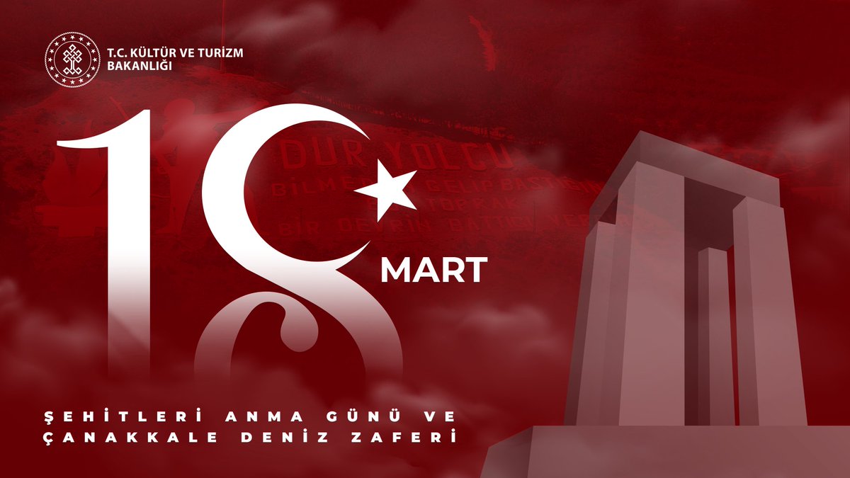 TCKulturTurizm's tweet photo. Çanakkale Deniz Zaferi’nin 107. yıl dönümünü kutluyoruz. 

Bu anlamlı gün vesilesiyle bağımsızlığımız ve geleceğimiz için canlarını ortaya koyan tüm şehit ve gazilerimizi, Gazi Mustafa Kemal Atatürk’ü ve silah arkadaşlarını rahmetle ve minnetle anıyoruz.

#BirYanımızHepÇanakkale https://t.co/u9kFye6OS0