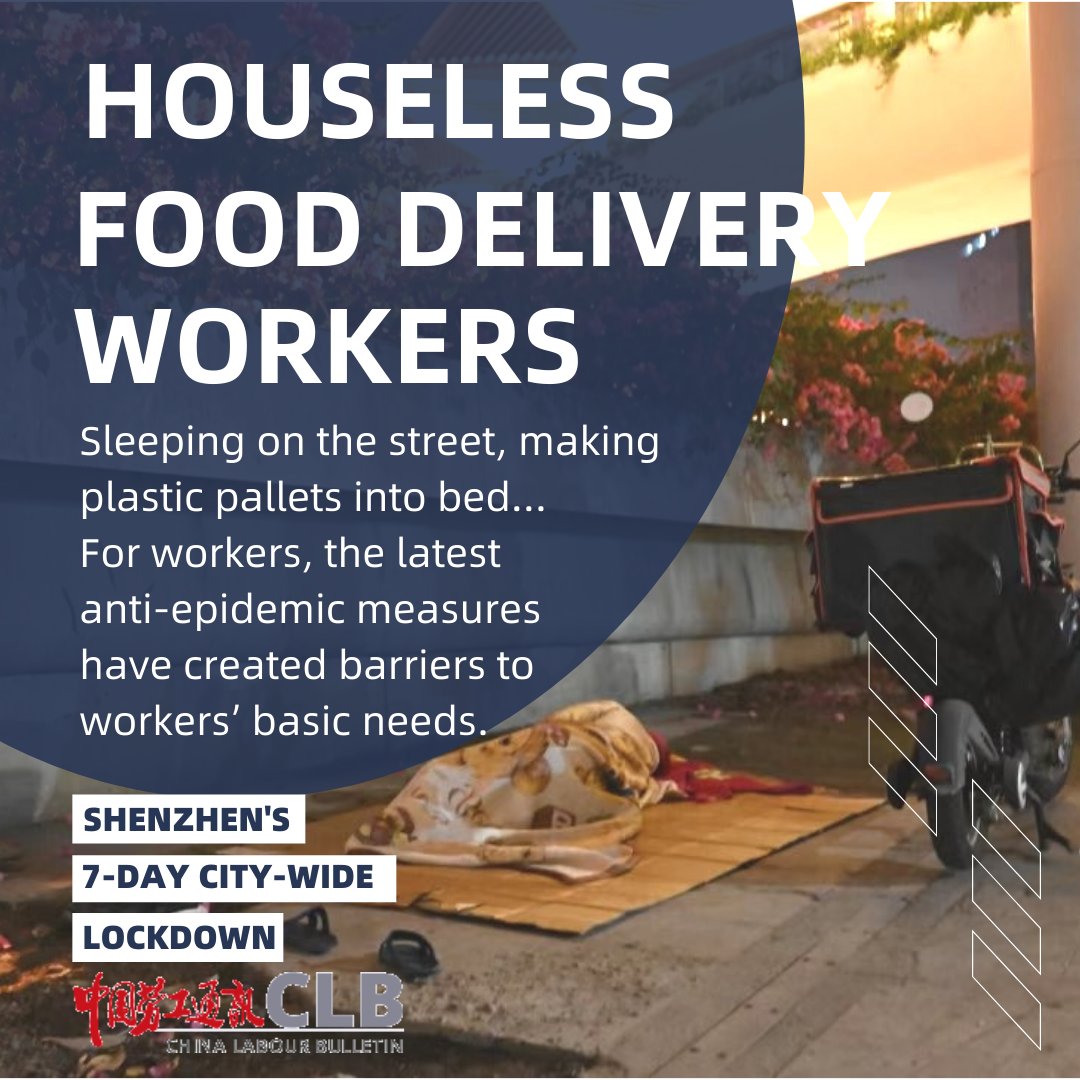 chinalabour's tweet photo. #WeeklyCLBHighlight: Covid social distancing measures leave workers without shelter

Sleeping on the street, making plastic pallets into bed… For workers, the latest anti-epidemic measures have created barriers to workers’ basic needs. https://t.co/oBfF6UuouX