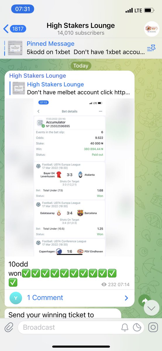 bossolamilekan1's tweet photo. 10odd✅✅✅✅✅✅✅
6odd✅✅✅✅✅✅✅
Join telegram channel for more winning game 

https://t.co/L9VbM9gQmj https://t.co/e6RjiYQ4ca