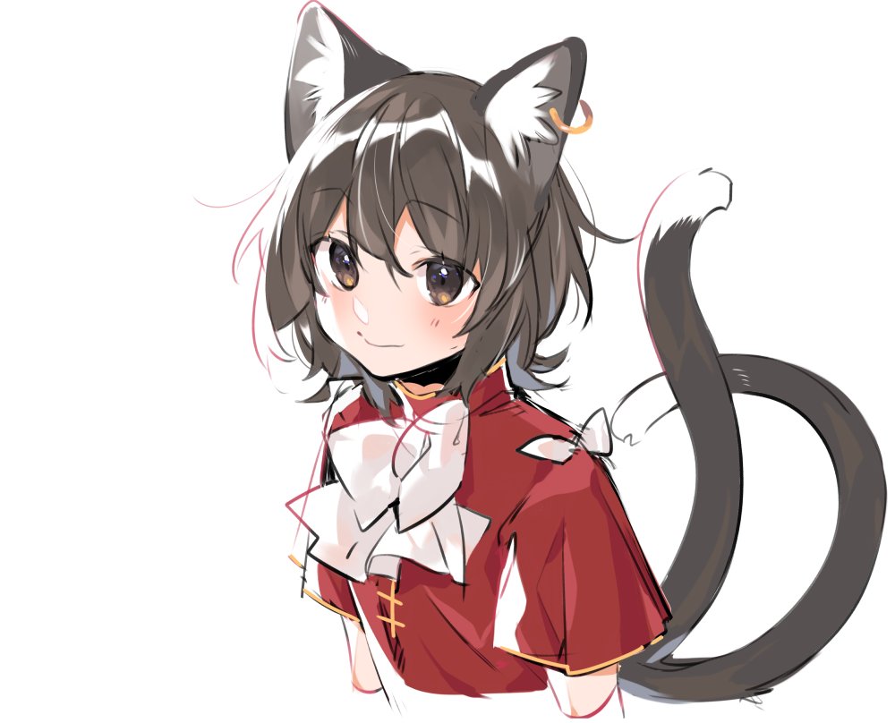 chen 1girl animal ears solo tail cat ears cat tail simple background  illustration images