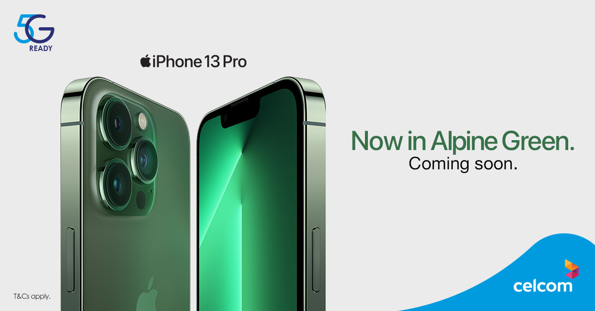 Celcom on X: You know what's a total pro? iPhone 13 Pro Max. Now in Alpine Green  and coming soon to you. Don't miss out on this launch and other exclusive  iPhone