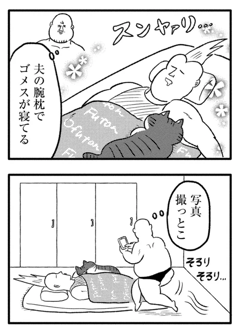 ネコの腕枕は最高だぜ#ヒゲ母ちゃんがんばりマッスル2 