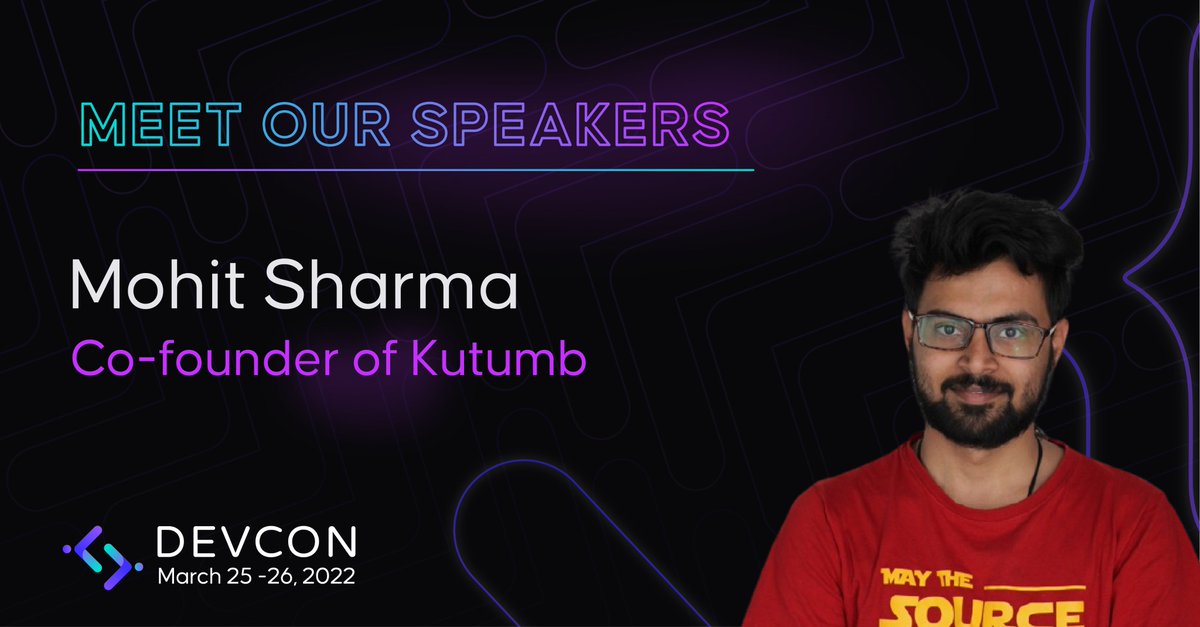 Devcon_Alliance's tweet image. @the_codingninja is a Co-founder at @kutumbapp , is a tinkerer, an engineer, a hustler, and a part-time product guy. You’ll find him building for submillisecond latencies or looking at analytical dashboards for outcomes.
#DevCon2022- March 25th-26th, 2022