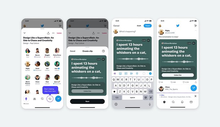 thetimeline256's tweet photo. #APPDATE; Twitter is testing a new way to maximize your Spaces content, with an option to create audio clips of up to 30 seconds from your audio broadcasts in the app. https://t.co/B4fo3Cw4PV