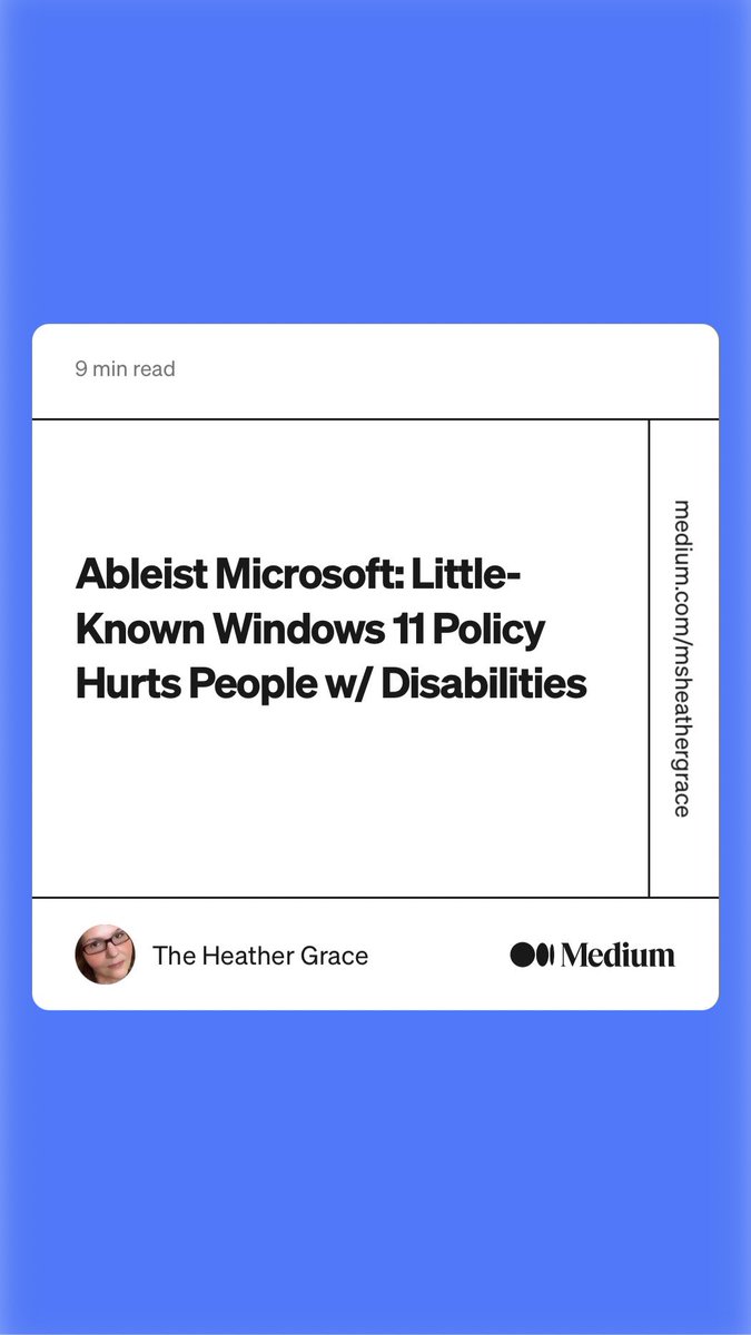 intractablepain's tweet photo. Ableist Microsoft: Little Known Windows 11 Policy Hurts Ppl w/ Disabilities https://t.co/CNVkQ0fFxj https://t.co/Sv44S3gcjy