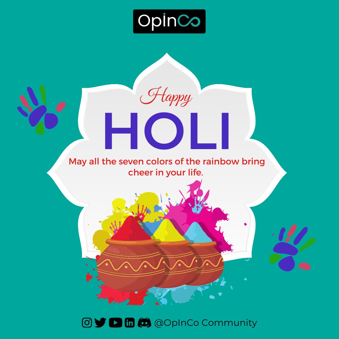 opincocommunity's tweet photo. OpinCo wishes everyone a happy and joyous holi 🎉✨

#Holi2022 #HappyHoli2022 #opinco #community https://t.co/vhSV0EGbv2