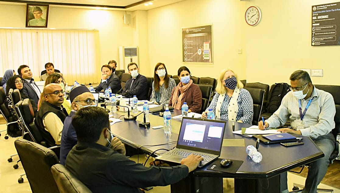 SELD_Sindh's tweet photo. reporting & reform progress of SE&LD on Education Sector Plan & Roadmap (2019-2024). Meeting was attended by Chief Program Manager #Reform_Support_Unit CPM, Ms. Benish Fatima and other concerned officials from SE&LD, Finance Department, European Union and #UNICEF. https://t.co/O9CJfGSveX