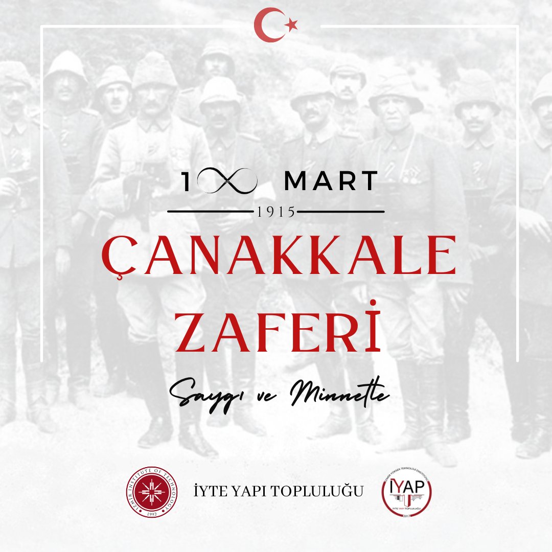 Çanakkale Zaferi'nin 107. yıl dönümünde başta Gazi Mustafa Kemal ATATÜRK olmak üzere destan yazan kahramanlarımızı saygı ve rahmetle anıyoruz.
.
Çanakkale Zaferimiz kutlu olsun.
.
#18Mart  #18martcanakkalezaferi  #CanakkaleGecilmez  #iyap #iyteyapi