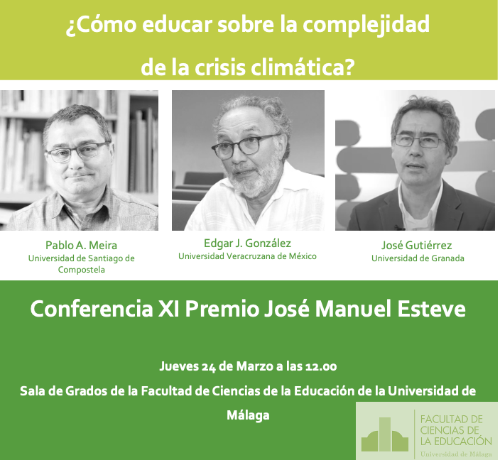 Cristóbal Ruiz Román (@xtobalruizroman) on Twitter photo “¿Cómo educar sobre la complejidad de la crisis climática? Conferencia a cargo de los galardonados en el Premio José Manuel Esteve. <a href="/Meira_Cartea/">Pablo Meira</a> Edgar González y José Gutierrez. Entrada Libre hasta completar aforo. “¿Cómo educar sobre la complejidad de la crisis climática? Conferencia a cargo de los galardonados en el Premio José Manuel Esteve. <a href="/Meira_Cartea/">Pablo Meira</a> Edgar González y José Gutierrez. Entrada Libre hasta completar aforo.
