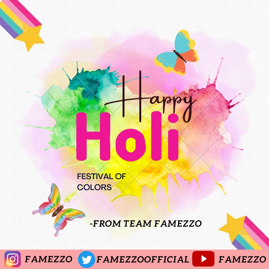 May the spirit of Holi bring you all Happiness. The Warmth of Holi brings you Joy, and the Joy of Holi brings you Hope. Team Famezzo wishes you all a joyous Holi! ❤

#HappyHoli #Holi2022 #Famezzo