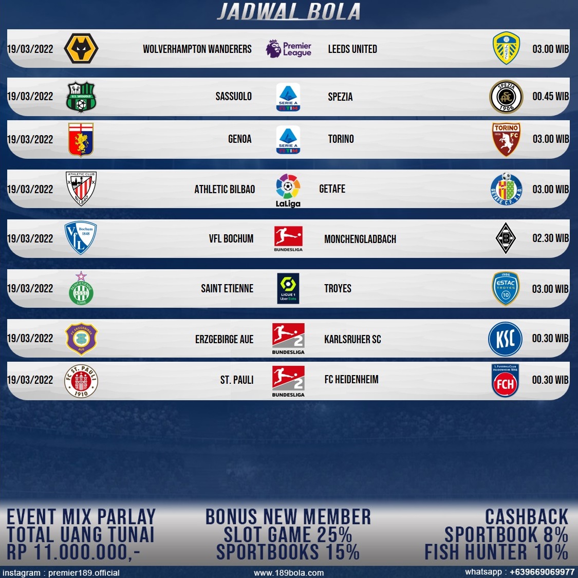 premier189's tweet photo. Jadwal Bola Hari Ini

#JadwalBola #Jadwal https://t.co/bY5ewpzi4i