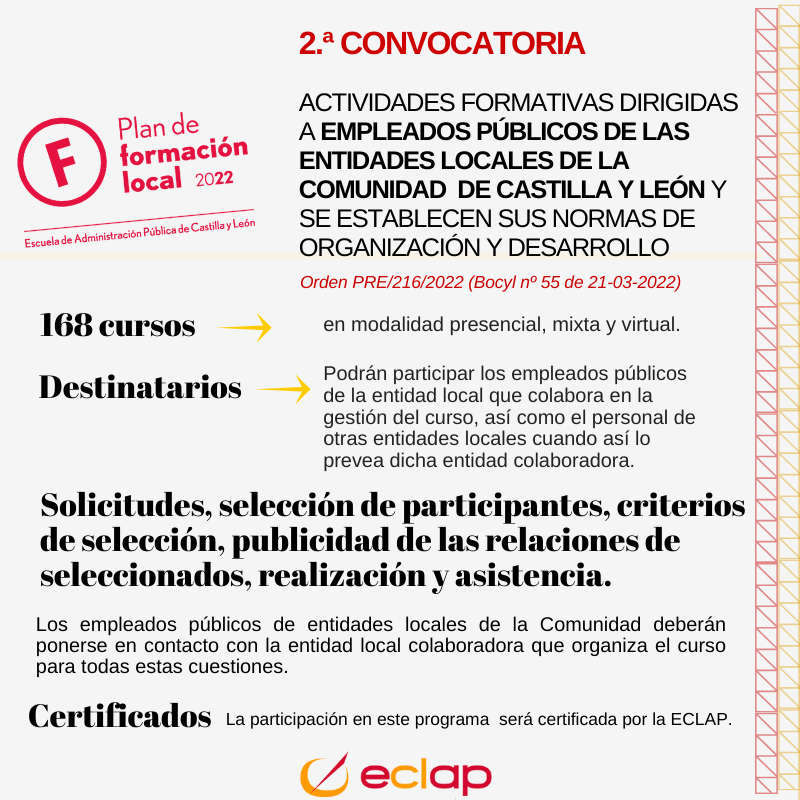 No te quedes obsoleto... si eres empleado público en una EE.LL de Castilla y León hay una nueva convocatoria de acciones formativas para ti ℹ eclap.jcyl.es/web/es/formaci…