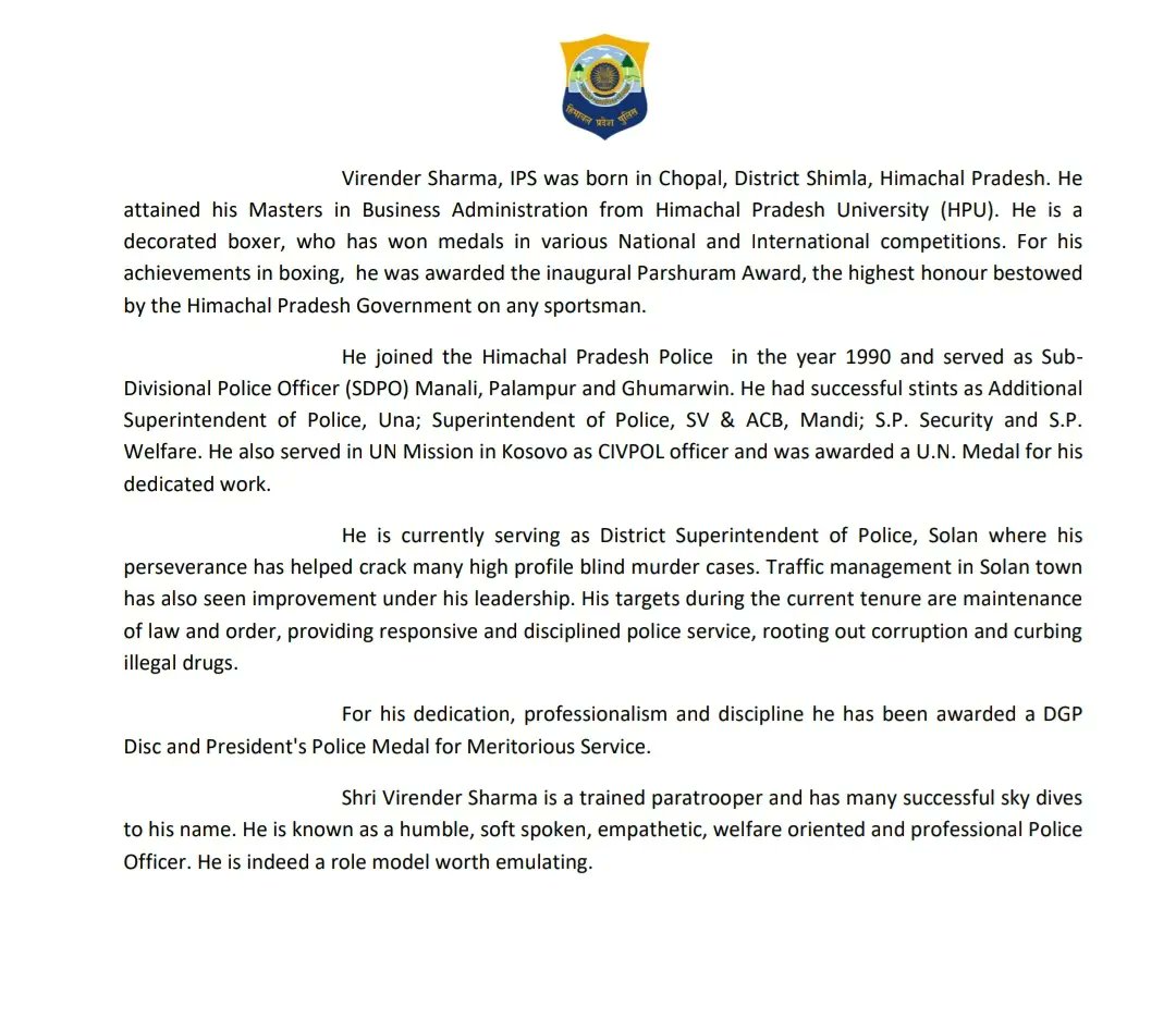 himachalpolice's tweet image. #MeetOurOfficers
#SPSolan #VirenderSharma
#MeetSPSolan