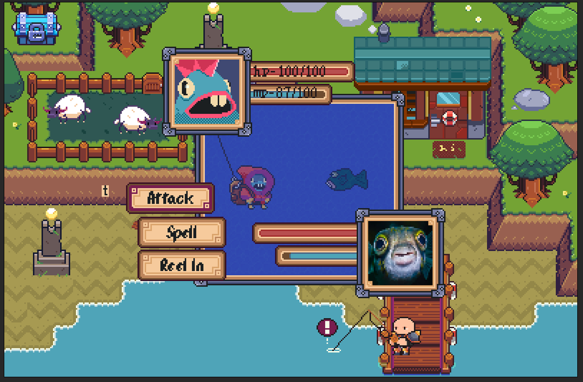 Zeme_'s tweet photo. #Advenclave Fishing Minigames are a staple of every RPG. Collect bobbers to fight stronger fish!

#Mockup #gamedev #indiedev #rpg #IndieGameDev https://t.co/ULRqzT7rEH