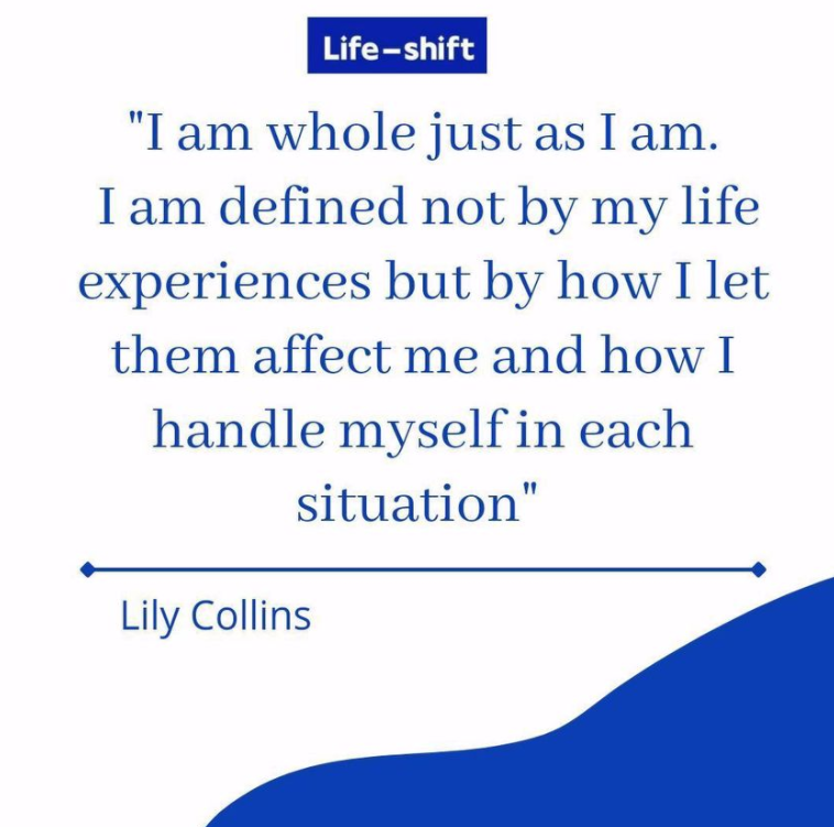 🎂 Happy birthday to Lily Collins - this is a quote I stumbled across which is apparently from her book. I'm not sure if she practices mindfulness, but this relates to some key principles ✨

I just wanted to leave you with this mindset 💙

#emilyinparis #lilycollins