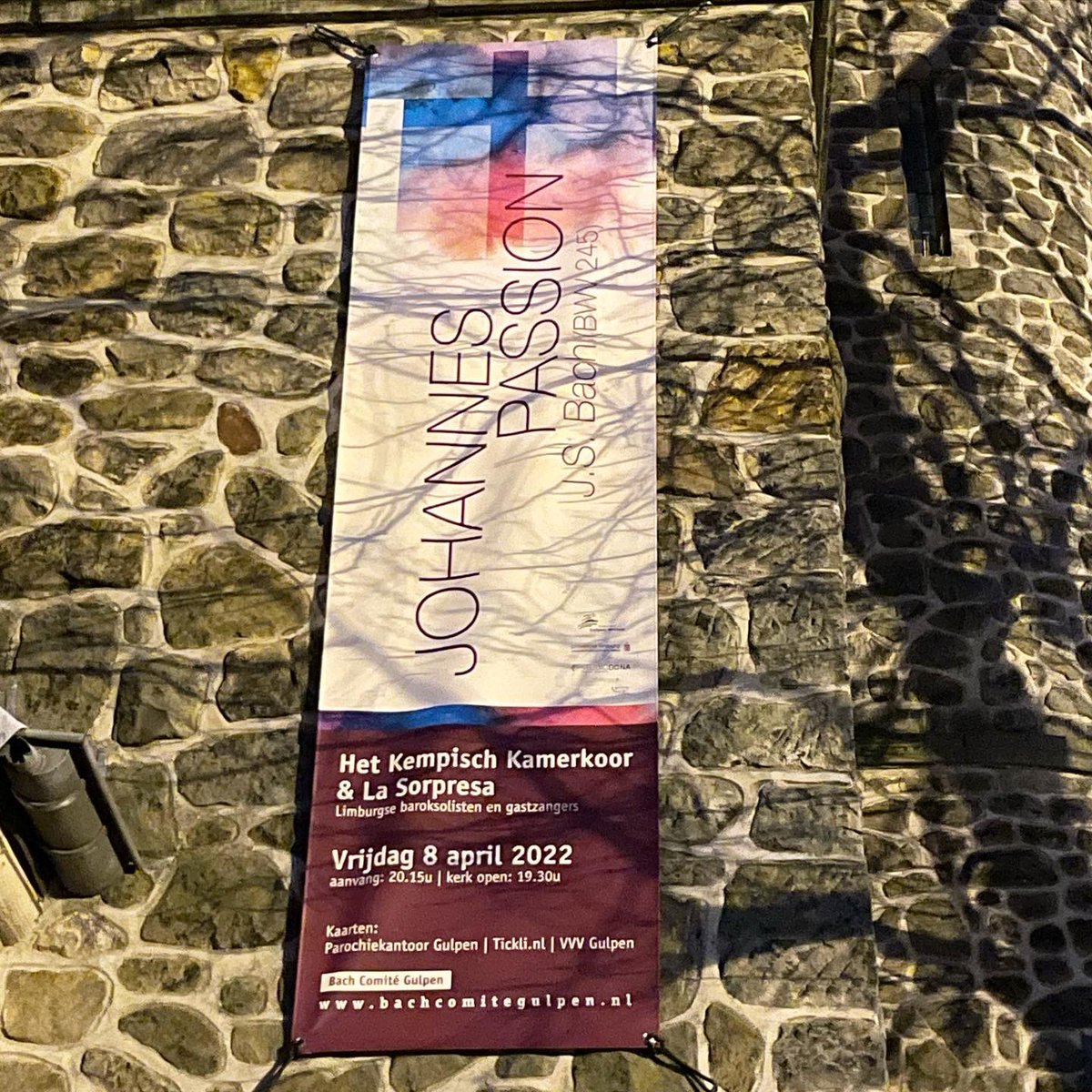 Na 2 jaar eindelijk weer Johannes Passion concerten! De eerste zal zijn in <a href="/GemGulpenWittem/">Gemeente Gulpen-Wittem</a> op vrijdagavond 8 april. M.m.v. Limburgse topsolisten. Kaarten: tickli.nl of bij plaatselijke VVV’s. #johannespassion #bach #gulpen #heuvelland
