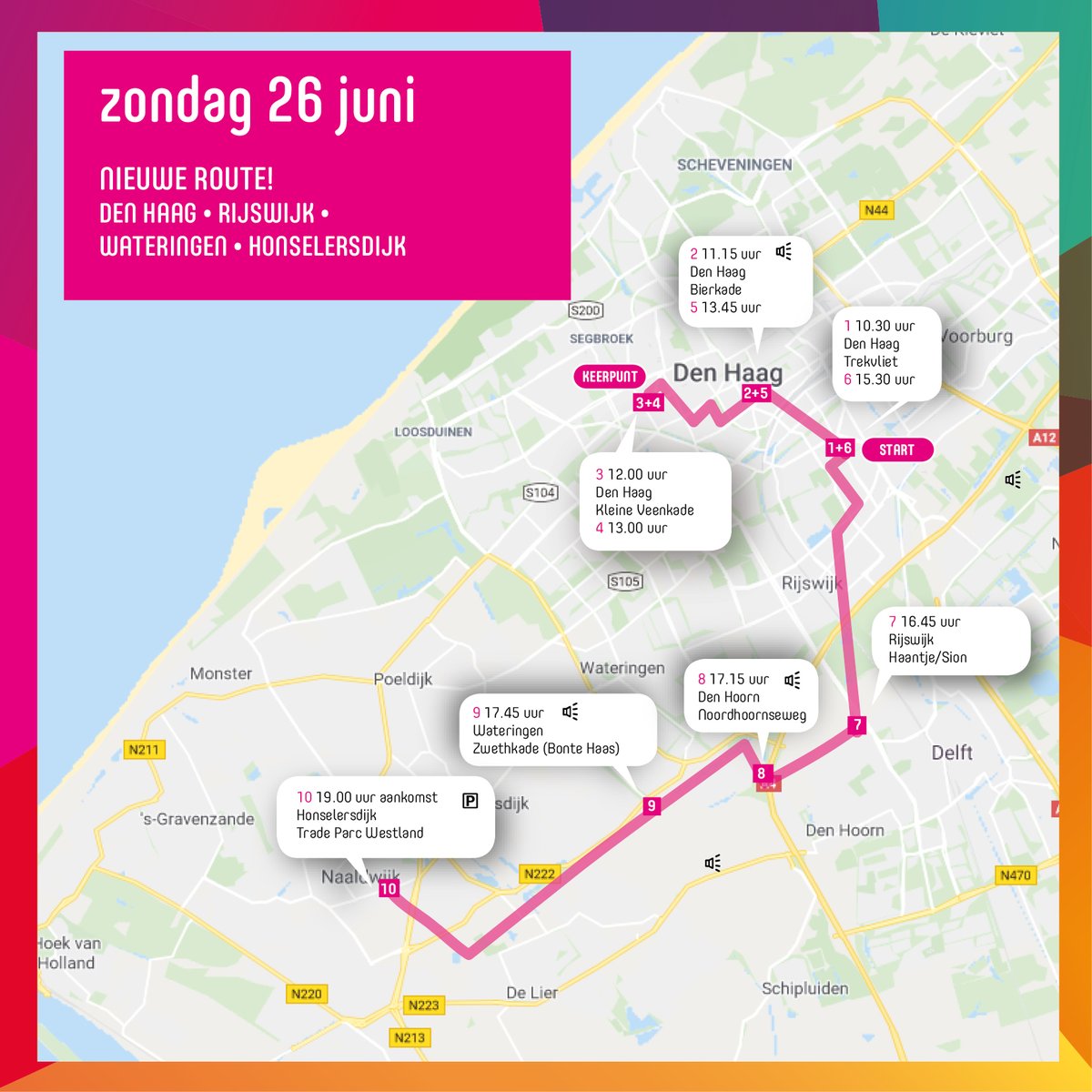 VarendCorso's tweet photo. De route is bekend!🗺

Van donderdag 23 juni tm zondag 26 juni vaart de
botenstoet vanuit het Westland over het water door het
Westland, Schipluiden, Vlaardingen, Maassluis, Delft
en.... Den Haag! https://t.co/eOgYLj0LDS