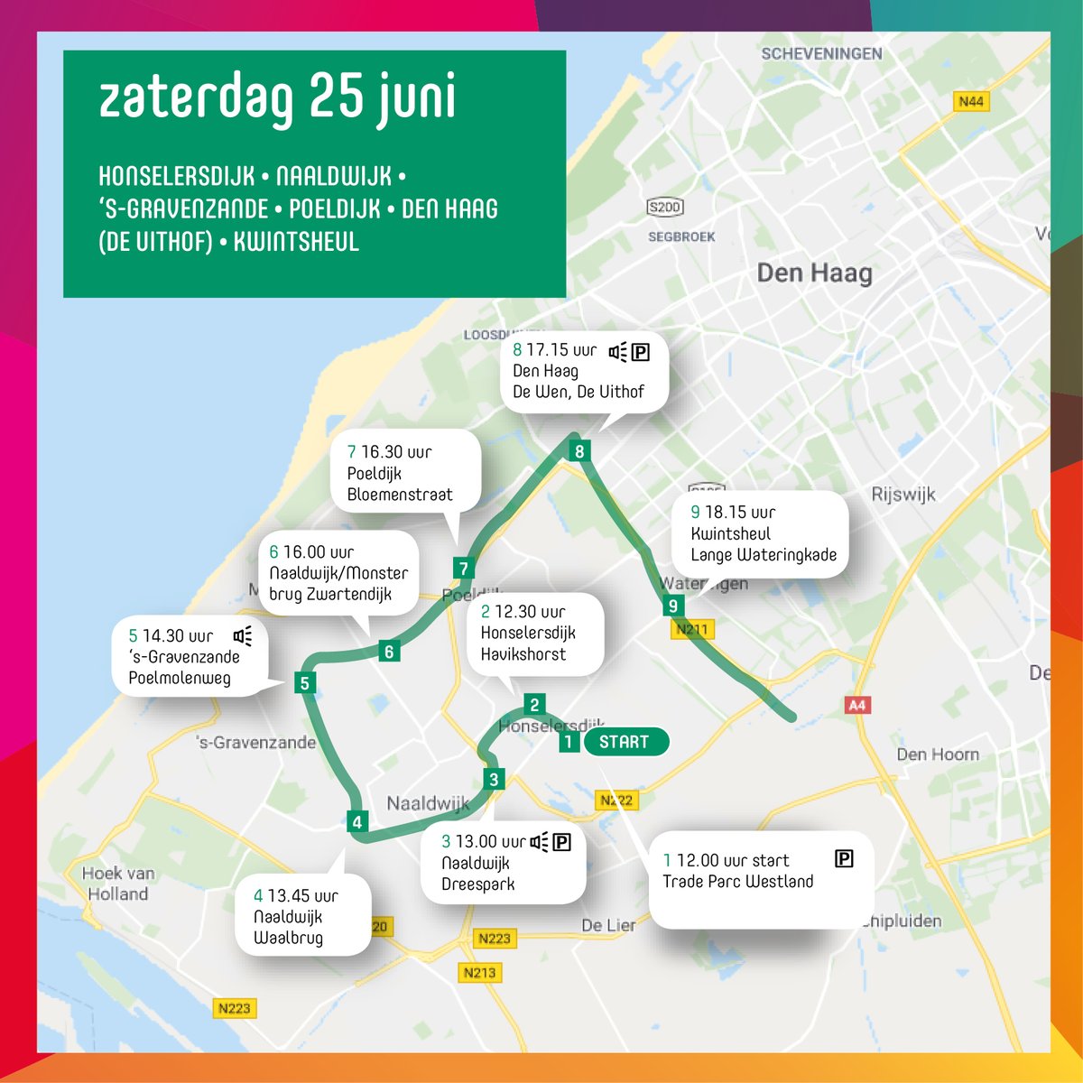 VarendCorso's tweet photo. De route is bekend!🗺

Van donderdag 23 juni tm zondag 26 juni vaart de
botenstoet vanuit het Westland over het water door het
Westland, Schipluiden, Vlaardingen, Maassluis, Delft
en.... Den Haag! https://t.co/eOgYLj0LDS