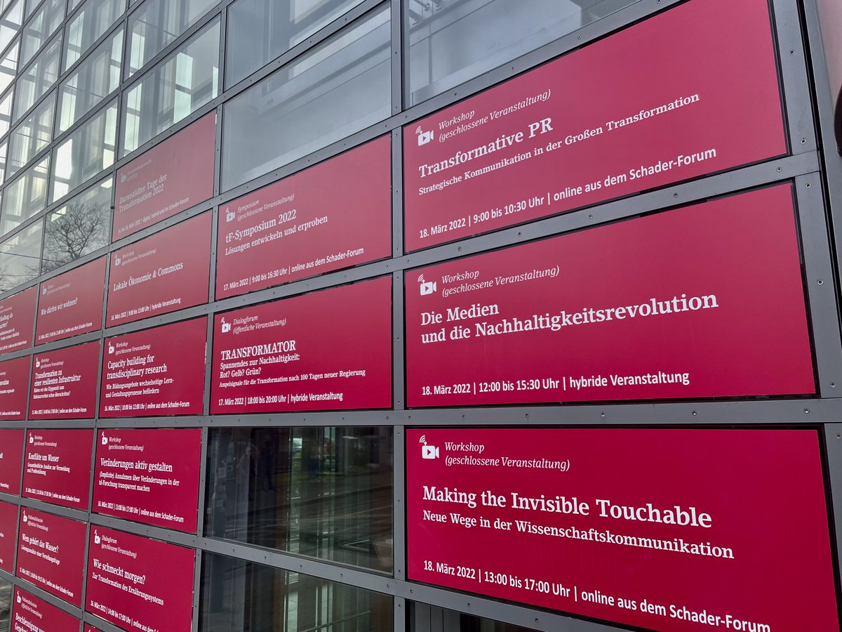 "Transformative PR": Strategische #Kommunikation in der Großen #Transformation ist das erste Thema des fünften Tages der #DTdT22. In Kooperation mit #s_ne @h_da mit <a href="/tp_da/">Thomas Pleil | @tp_da@digitalcourage.social</a> <a href="/pshelferich/">Pia Sue Helferich</a> <a href="/SandraM97870332/">Sandra Müller</a> schader-stiftung.de/veranstaltunge…