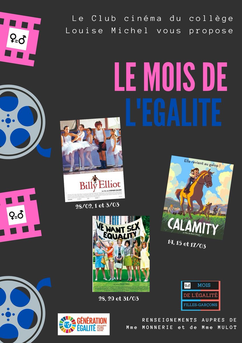 CollegelouiseM's tweet photo. Regarder un film, lire un livre ... ouverture culturelle et échanges pour alimenter les réflexions des élèves sur les thèmes abordés durant la semaine #EgaliteFH. Ce sont les objectifs du club cinéma et du prix littéraire TLTC 2è édition.  #PEAC @ac_normandie @dsden61 @canope_61 https://t.co/r6aXe5mkwv