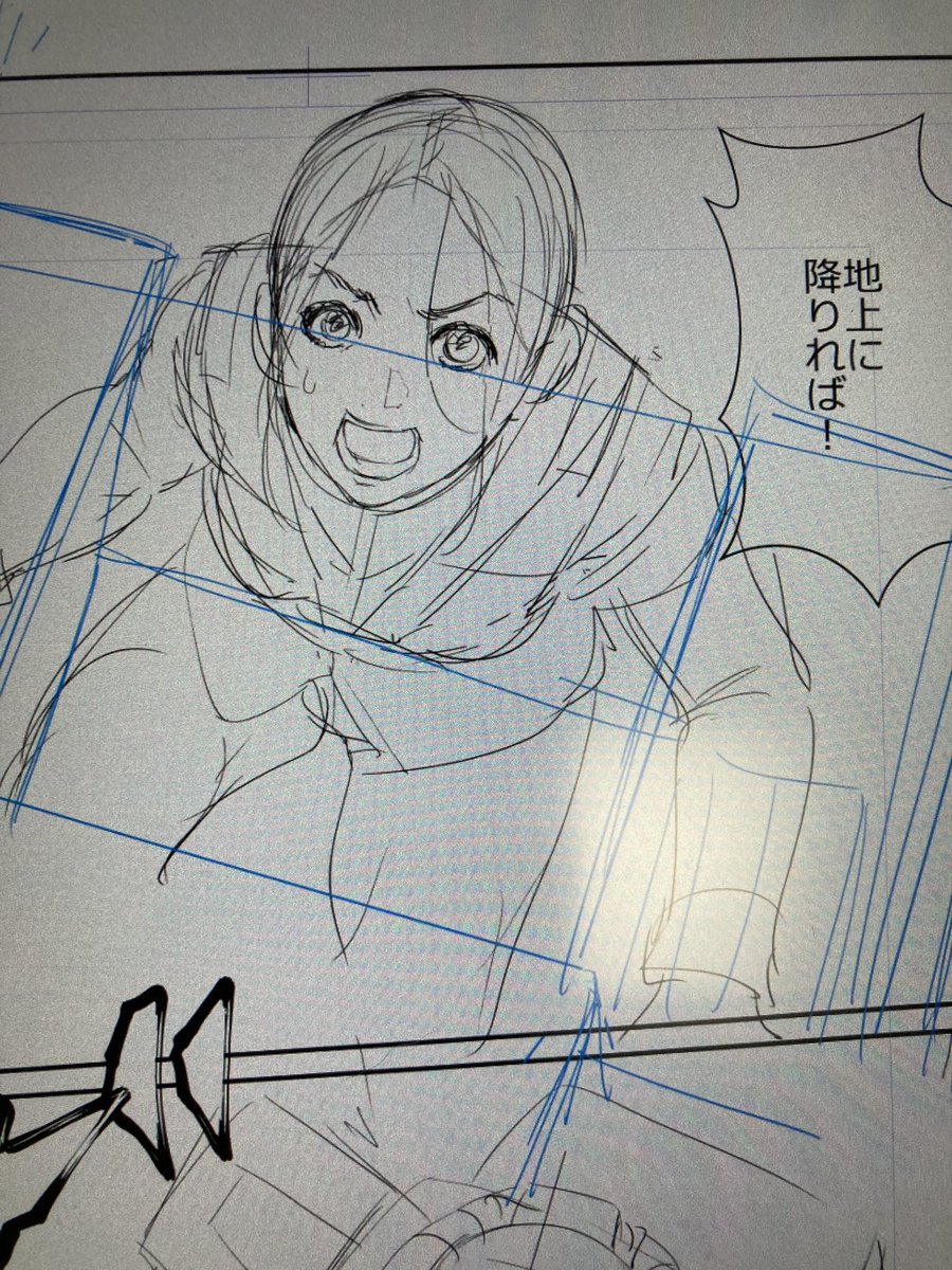 今日はポケ戦のネーム中。こちらは9話のネーム→下絵→完成です。ネームのクリスはまん丸です。 
