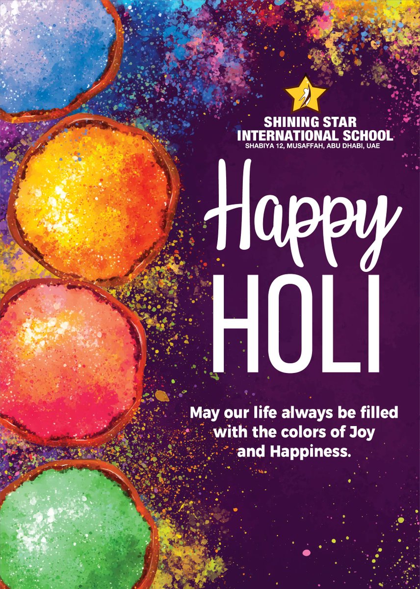 ShiningStarSchl's tweet photo. The warmth of Holi brings us joy, and the joy of Holi brings us hope. SSIS wishes you a joyous Holi! Let us make this Holi special by sprinkling the colors of love on one another!
#Holi2022 #cbseschool #schoolabudhabi #festivalsofcolors #schooleducation #ssis #mussafah #UAE https://t.co/QLa40Th2Xv