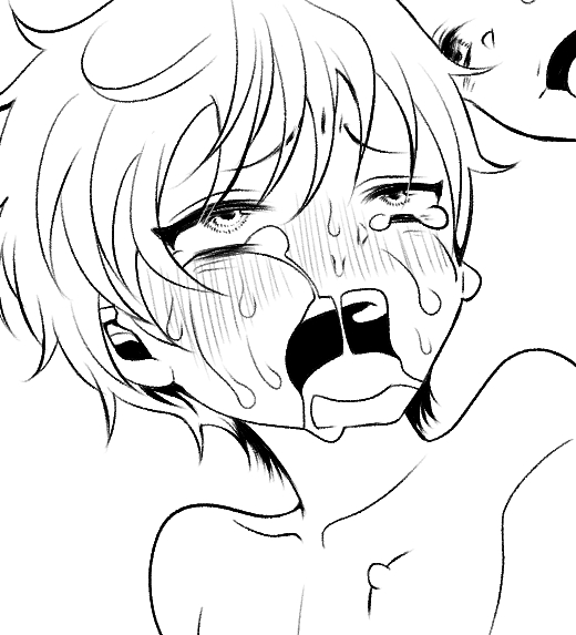 こちら描きかけの絵 あしたにでも完成できたらいいな・・・ やはり暴力的な快楽に殴り殺されるショタはいいですな～^ 